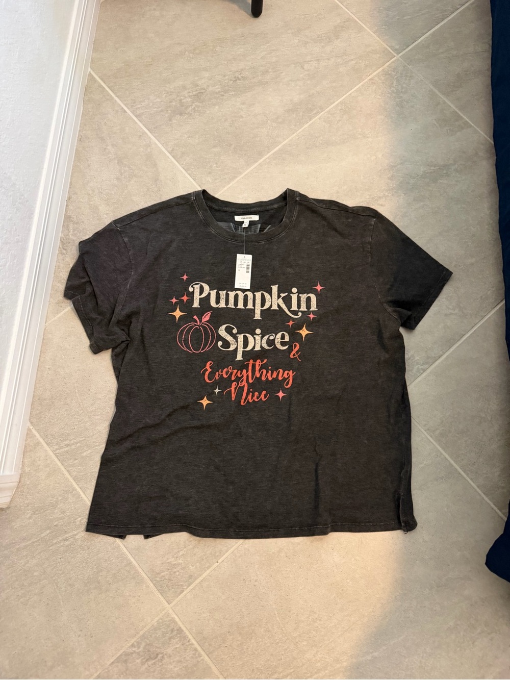 Pumpkin Spice Graphic Tee - Black with Orange & Cream Text